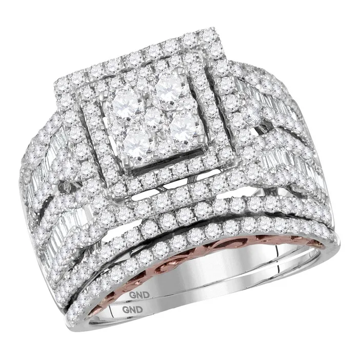 14kt Twotone Gold Womens Round Diamond Bridal Wedding Engagement Ring Band Set 258 Cttw mayamila Rings