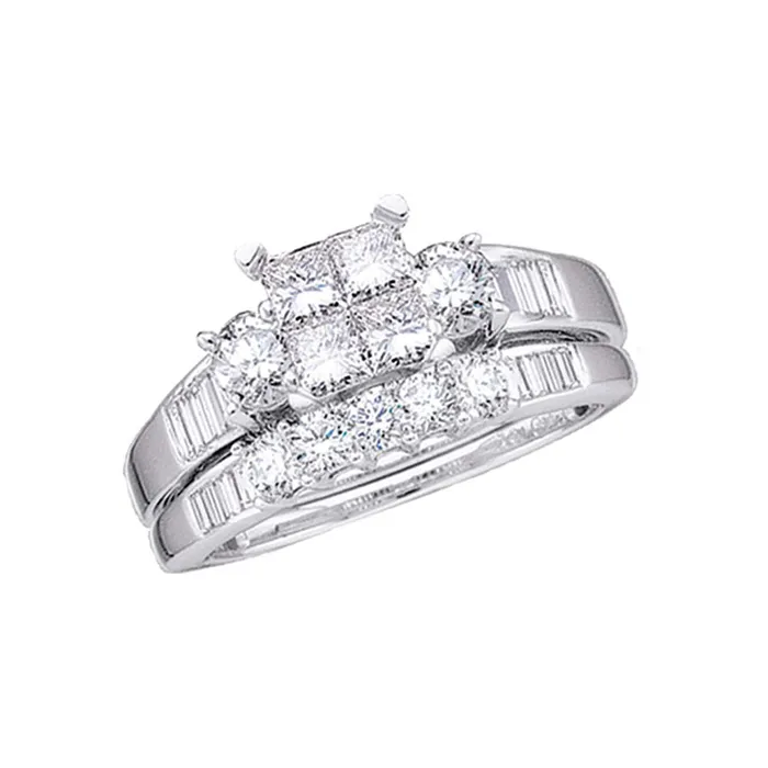 14kt White Gold Womens Princess Diamond Bridal Wedding Engagement Ring Band Set 100 Cttw Size 8 mayamila Rings 14kt White Gold Womens Princess Diamond Bridal Wedding Engagement Ring Band Set 100 Cttw Size 8 mayamila Rings