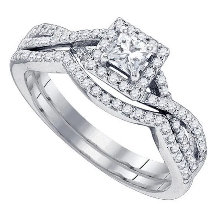 14kt White Gold Womens Princess Diamond Twist Bridal Wedding Engagement Ring Band Set 58 Cttw mayamila Rings 14kt White Gold Womens Princess Diamond Twist Bridal Wedding Engagement Ring Band Set 58 Cttw mayamila Rings