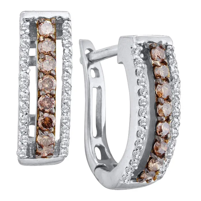 14kt White Gold Womens Round Cognacbrown Color Enhanced Diamond Triple Row Huggie Earrings 38 Cttw mayamila Earrings 14kt White Gold Womens Round Cognacbrown Color Enhanced Diamond Triple Row Huggie Earrings 38 Cttw mayamila Earrings