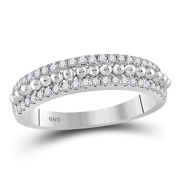 14kt White Gold Womens Round Diamond Beaded Symmetrical Band Ring 13 Cttw mayamila Rings 14kt White Gold Womens Round Diamond Beaded Symmetrical Band Ring 13 Cttw mayamila Rings