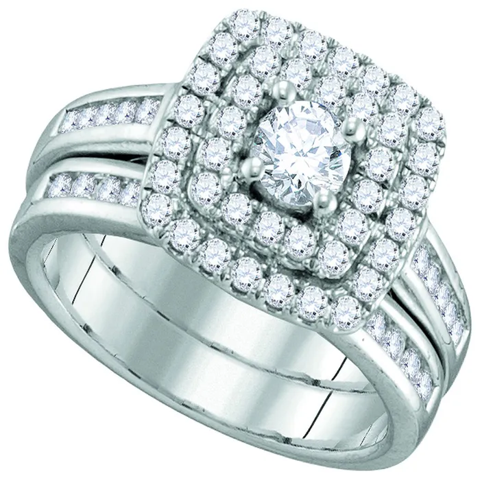 14kt White Gold Womens Round Diamond Solitaire Double Halo Bridal Wedding Engagement Ring Band Set 100 Cttw mayamila Rings 14kt White Gold Womens Round Diamond Solitaire Double Halo Bridal Wedding Engagement Ring Band Set 100 Cttw mayamila Rings