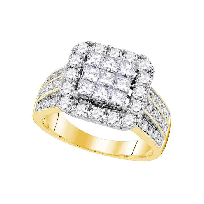 14kt Yellow Gold Womens Princess Diamond Cluster Bridal Wedding Engagement Ring 200 Cttw mayamila Rings 14kt Yellow Gold Womens Princess Diamond Cluster Bridal Wedding Engagement Ring 200 Cttw mayamila Rings