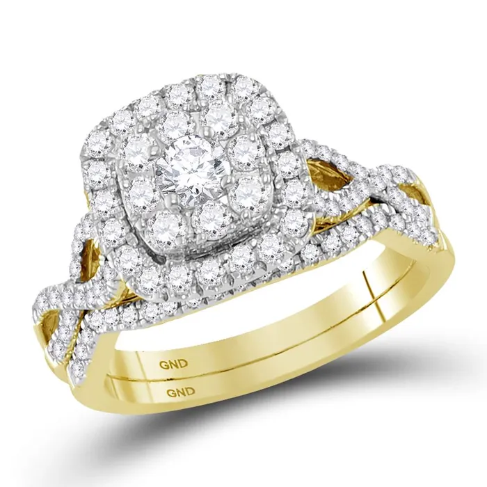 14kt Yellow Gold Womens Round Diamond Halo Bridal Wedding Engagement Ring Band Set 100 Cttw mayamila Rings 14kt Yellow Gold Womens Round Diamond Halo Bridal Wedding Engagement Ring Band Set 100 Cttw mayamila Rings