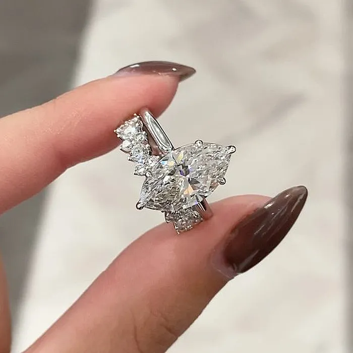 2pcs Hiden Halo Marquise Cut Bridal Ring Set Shineofdiamond Rings 2pcs Hiden Halo Marquise Cut Bridal Ring Set Shineofdiamond Rings