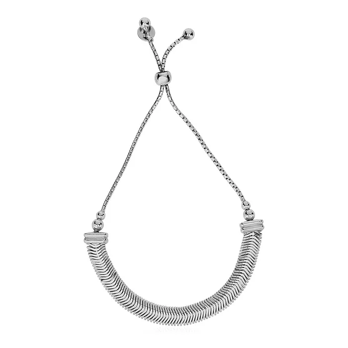 Adjustable Herringbone Texture Draw String Bracelet in Sterling Silver MayaMila Bracelets Adjustable Herringbone Texture Draw String Bracelet in Sterling Silver MayaMila Bracelets