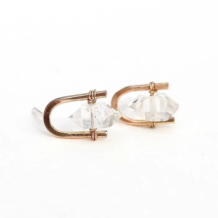 Alana Douvros Jewellery Earrings Herkimer Diamond Staple Studs