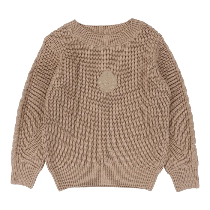 Analogie Analogie Chunky Crest Knit Long Sleeve Sweater Oatmeal Earrings