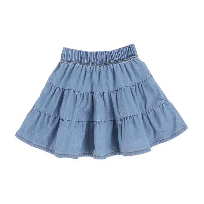 Analogie Denim Tencil Tiered Skirt Denim Analogie Earrings