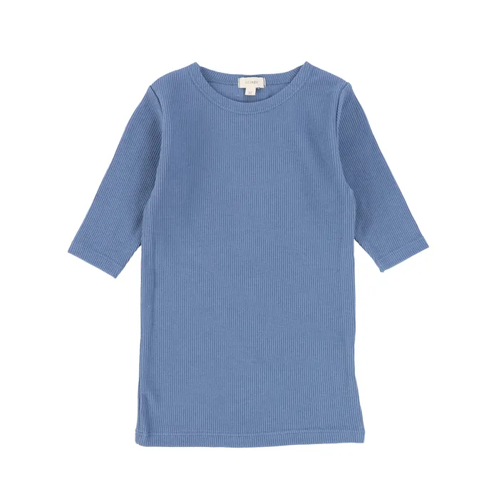 Analogie Ribbed Solid TShirt Three Quarter Sleeve Marine Analogie Rings