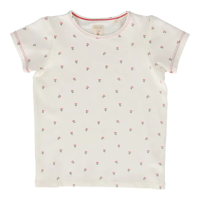 Analogie Rings Analogie Cherry Floral TShirt Short Sleeve White Graphic Denim Collection Analogie Rings Analogie Cherry Floral TShirt Short Sleeve White Graphic Denim Collection