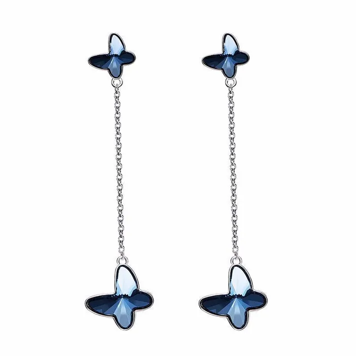 Blue Butterfly Swarovski Crystal Silver Earrings Mystic Flavia Earrings Blue Butterfly Swarovski Crystal Silver Earrings Mystic Flavia Earrings