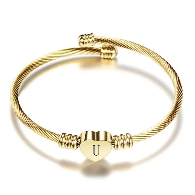 Bracelets Juzan Jewelry Heart Initial Womens Bracelet