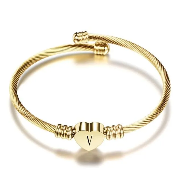 Bracelets Juzan Jewelry Heart Initial Womens Bracelet