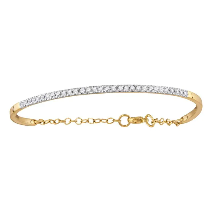 Bracelets mayamila 10kt Yellow Gold Womens Round Diamond Promise Bangle Bracelet 12 Cttw Bracelets mayamila 10kt Yellow Gold Womens Round Diamond Promise Bangle Bracelet 12 Cttw