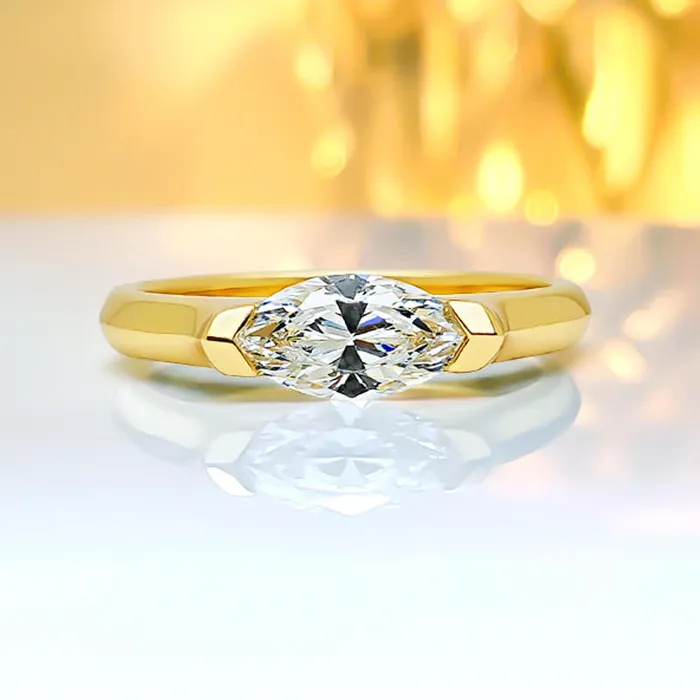 Classic East West Marquise Cut Golden Tone Engagement Ring Shineofdiamond Rings Classic East West Marquise Cut Golden Tone Engagement Ring Shineofdiamond Rings