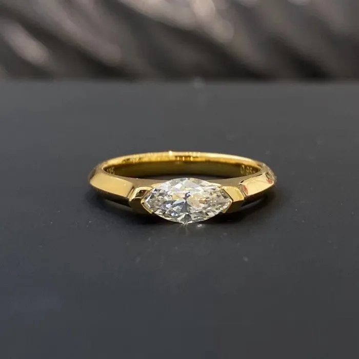 Classic East West Marquise Cut Golden Tone Engagement Ring Shineofdiamond Rings