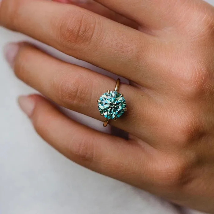 Classic Paraiba Tourmaline Round Cut Engagement Ring In Sterling Silver Shineofdiamond Rings Classic Paraiba Tourmaline Round Cut Engagement Ring In Sterling Silver Shineofdiamond Rings