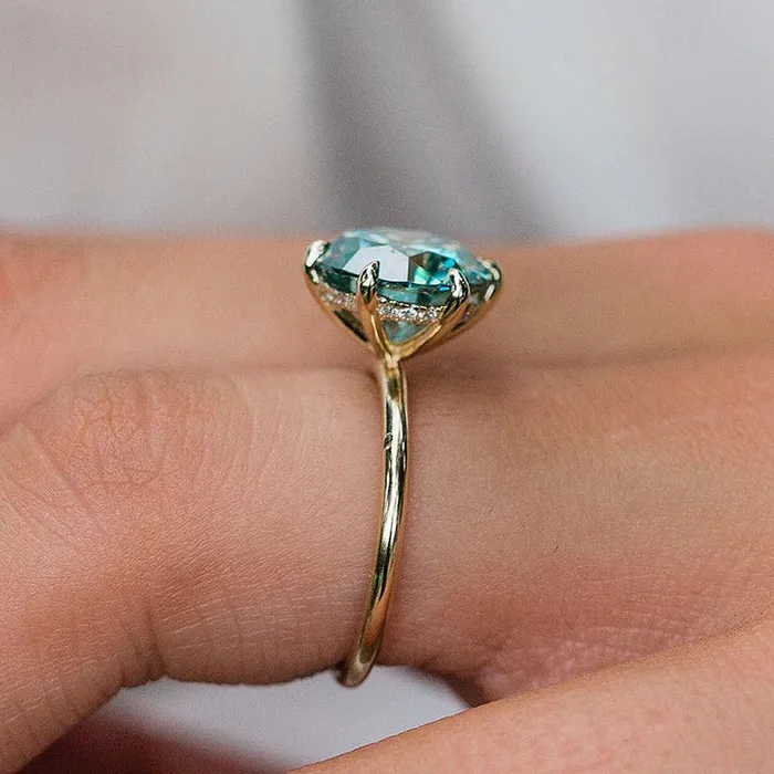 Classic Paraiba Tourmaline Round Cut Engagement Ring In Sterling Silver Shineofdiamond Rings
