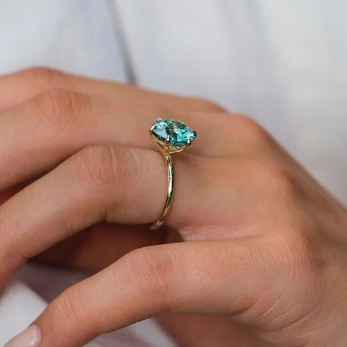 Classic Paraiba Tourmaline Round Cut Engagement Ring In Sterling Silver Shineofdiamond Rings