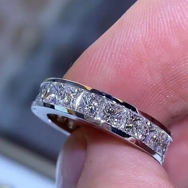 Classic Princess Cut Sterling Silver Wedding Band shineofdiamond Rings