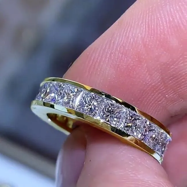 Classic Princess Cut Sterling Silver Wedding Band shineofdiamond Rings