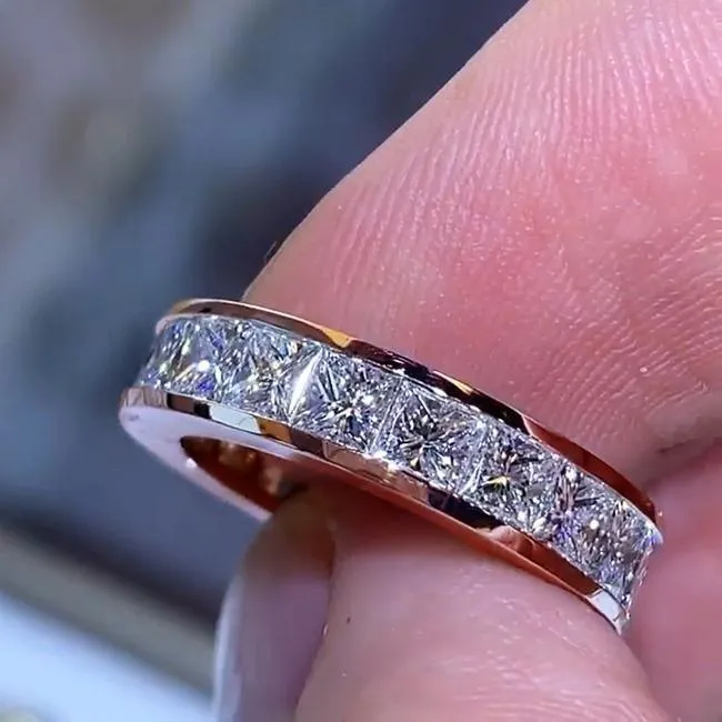 Classic Princess Cut Sterling Silver Wedding Band shineofdiamond Rings