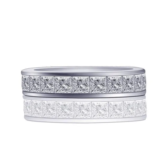 Classic Princess Cut Sterling Silver Wedding Band shineofdiamond Rings