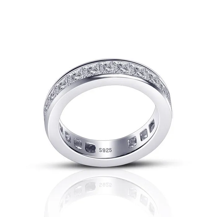 Classic Princess Cut Sterling Silver Wedding Band shineofdiamond Rings