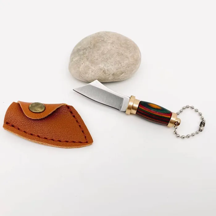 Colored Wood Handle Portable Mini Knife with Protective Cove Mio Queena Rings Colored Wood Handle Portable Mini Knife with Protective Cove Mio Queena Rings