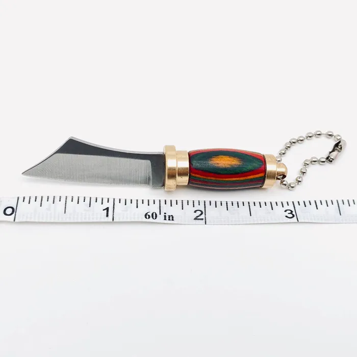 Colored Wood Handle Portable Mini Knife with Protective Cove Mio Queena Rings Colored Wood Handle Portable Mini Knife with Protective Cove Mio Queena Rings