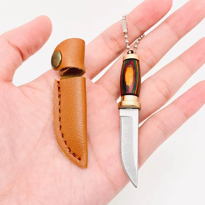 Colored Wood Handle Portable Mini Knife with Protective Cove Mio Queena Rings Colored Wood Handle Portable Mini Knife with Protective Cove Mio Queena Rings