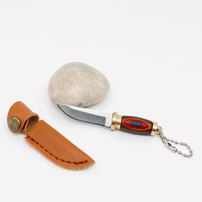 Colored Wood Handle Portable Mini Knife with Protective Cove Mio Queena Rings Colored Wood Handle Portable Mini Knife with Protective Cove Mio Queena Rings
