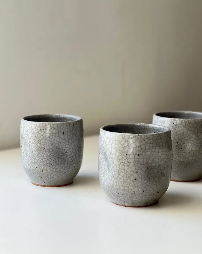 Crackle Dimple Cup asamono Earrings