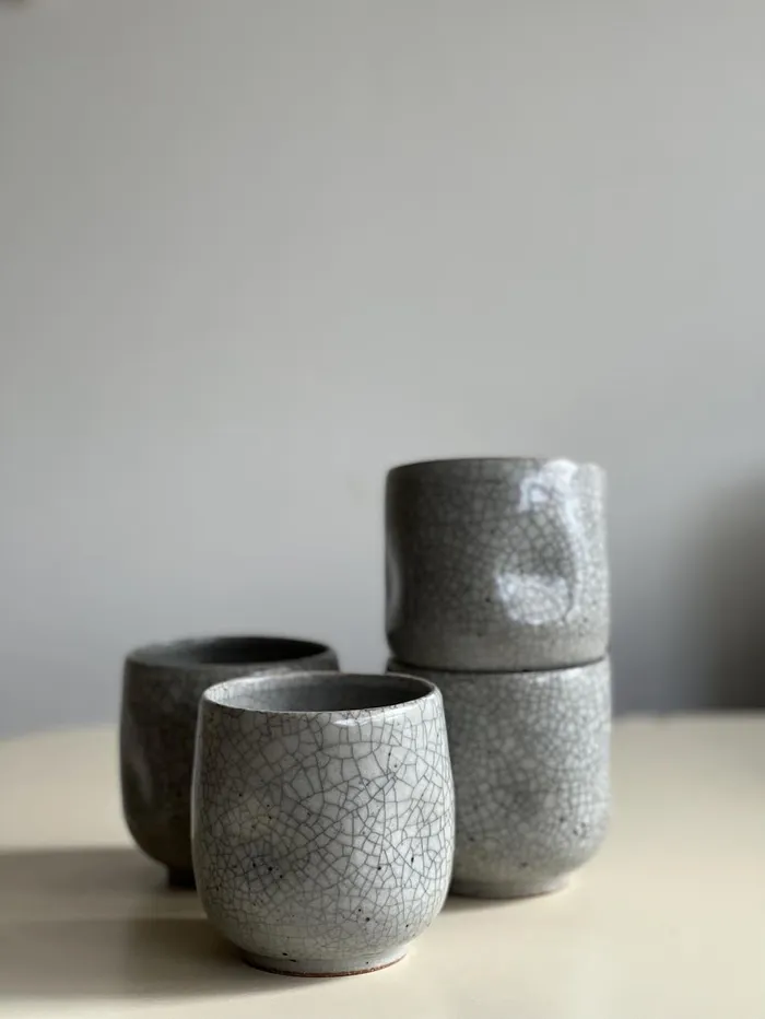Crackle Dimple Cup asamono Earrings