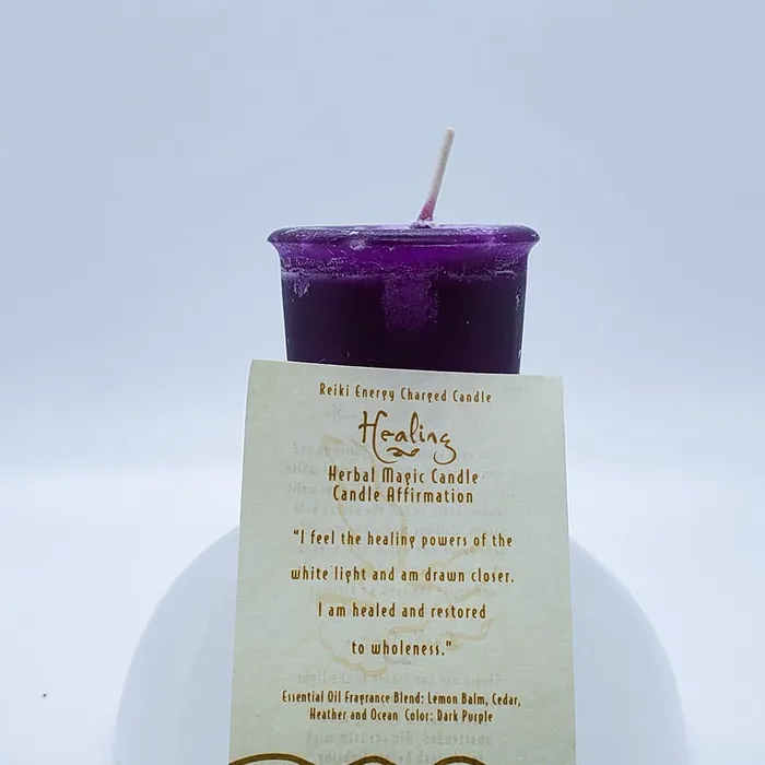 Crystal Journey Candles Healing Purple Votive Intention Candle Reiki Charged Earrings