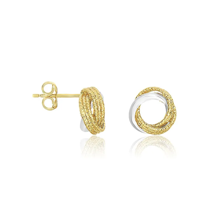 Earrings 14k TwoTone Gold MultiTextured Open Circle Style Entwined Earrings MayaMila