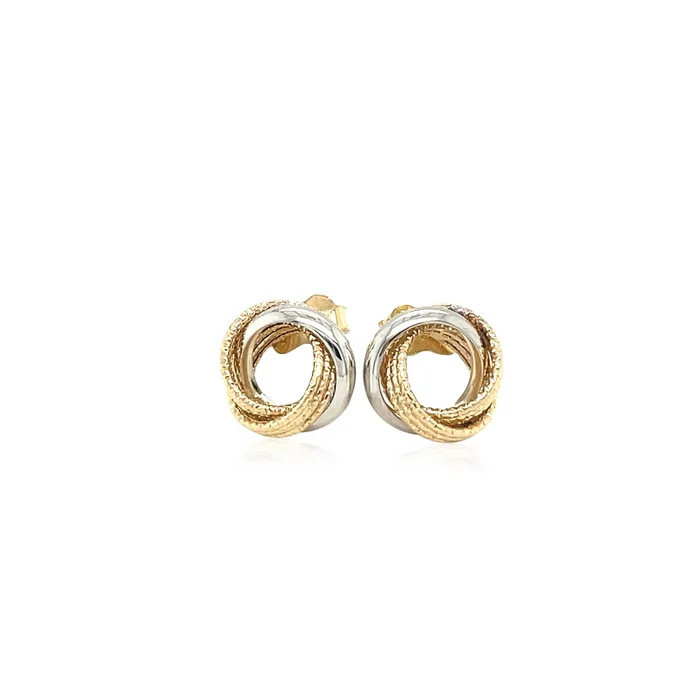 Earrings 14k TwoTone Gold MultiTextured Open Circle Style Entwined Earrings MayaMila