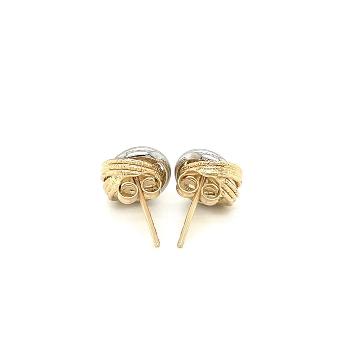 Earrings 14k TwoTone Gold MultiTextured Open Circle Style Entwined Earrings MayaMila