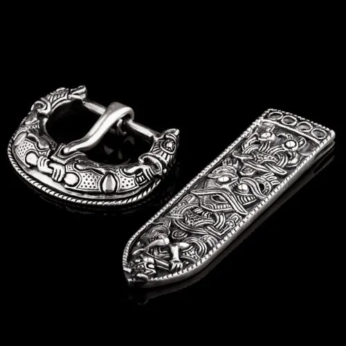 Earrings Borre Style Belt Set from Denmark With Wolves Northan Viking Silver