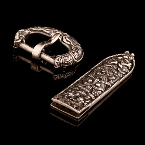Earrings Borre Style Belt Set from Denmark With Wolves Northan Viking Silver