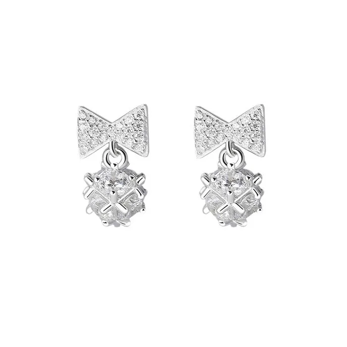 Earrings Bow Diamond Zircon Studded Silver Earrings Mystic Flavia