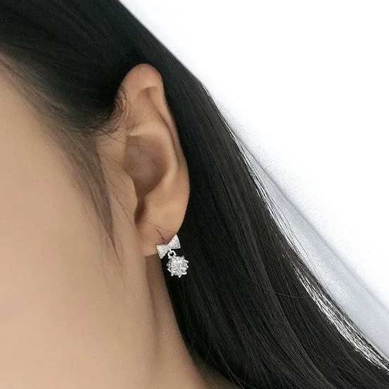 Earrings Bow Diamond Zircon Studded Silver Earrings Mystic Flavia