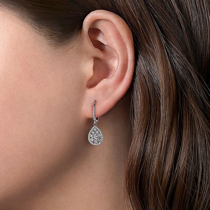 Earrings GABRIEL Co 14K WHITE GOLD CLUSTER DIAMOND TEARDROP EARRINGS EG11722W45JJ GABRIEL CO