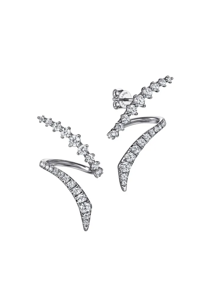 Earrings Gabriel Co14K White Gold Graduating Diamond Bypass Stud Earrings EG15367W45JJ GABRIEL CO