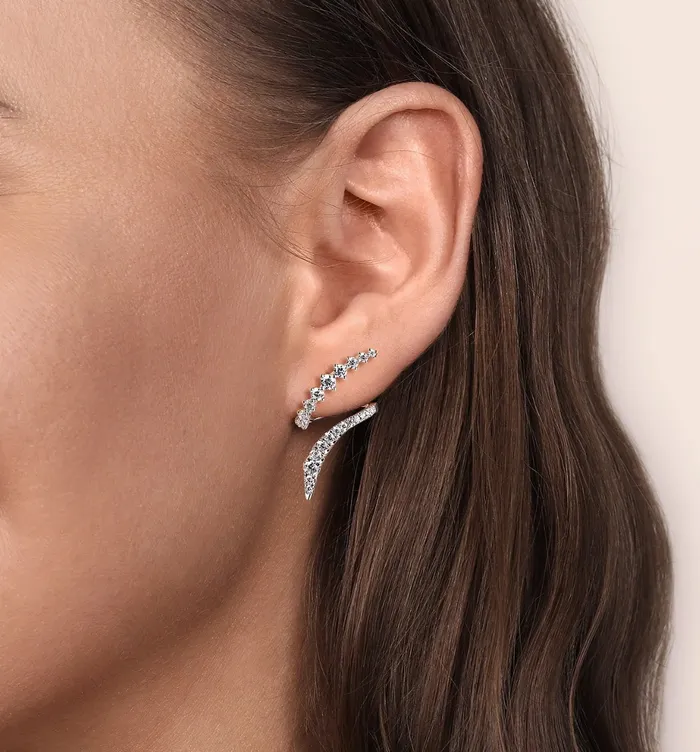 Earrings Gabriel Co14K White Gold Graduating Diamond Bypass Stud Earrings EG15367W45JJ GABRIEL CO