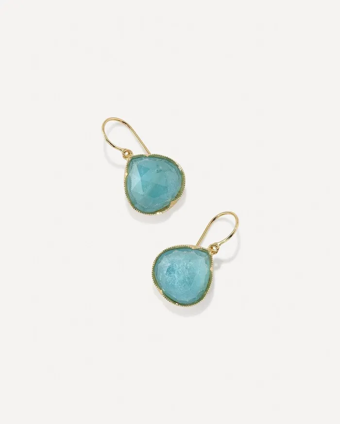 Earrings Irene Neuwirth Large Classic Pear Drop Earrings with Fine Aquamarine