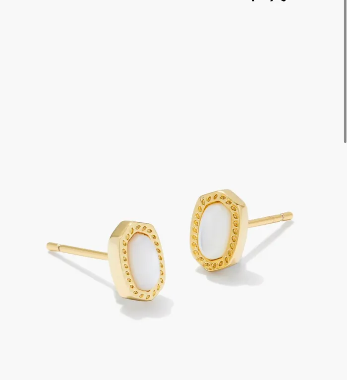 Earrings KENDRA SCOTT Mini Ellie Gold Stud Earrings in Ivory MotherofPearl 9608864667 Kendra Scott