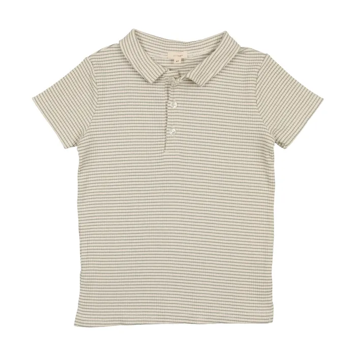 Earrings Lil Legs Ribbed Polo Short Sleeve Green Stripe Lil Legs