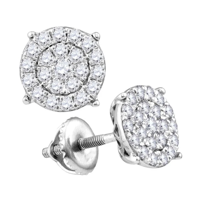 Earrings mayamila 10kt White Gold Womens Round Diamond Concentric Circle Cluster Earrings 14 Cttw Earrings mayamila 10kt White Gold Womens Round Diamond Concentric Circle Cluster Earrings 14 Cttw